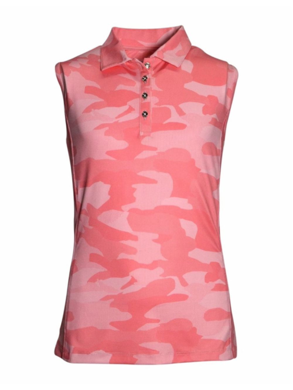 Garb Ellen Youth Girls' sleeveless golf Polo pink peach camouflage medium (7-8)